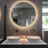 Specchio LED Rotondo | Pulsanti touch | Funzione anti-appannamento | Luce bianca calda - Reyze Serie Motivated Modello 3